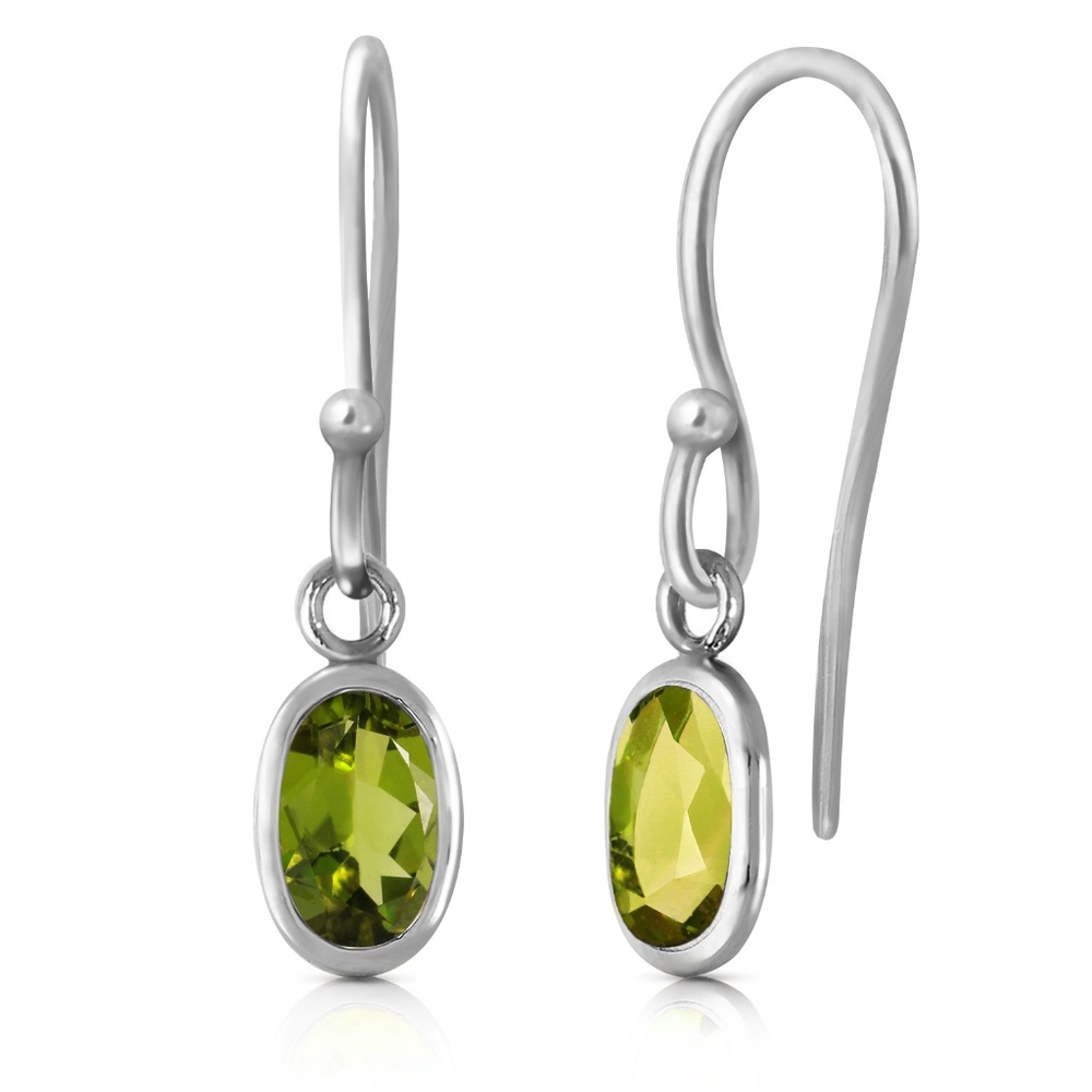 GOLD FISH HOOK EARRINGS WITH PERIDOTS - Picture 3 of 6
